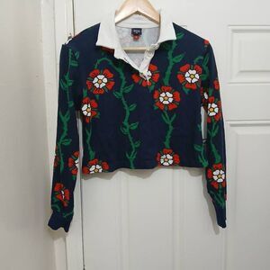 Rowing blazers womens small Sweater Red Green Blue Holiday cropped boxy